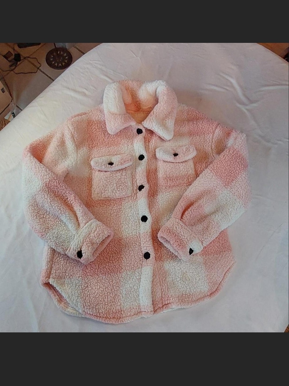 SHEIN Pink & White Teddy Sherpa Jacket
